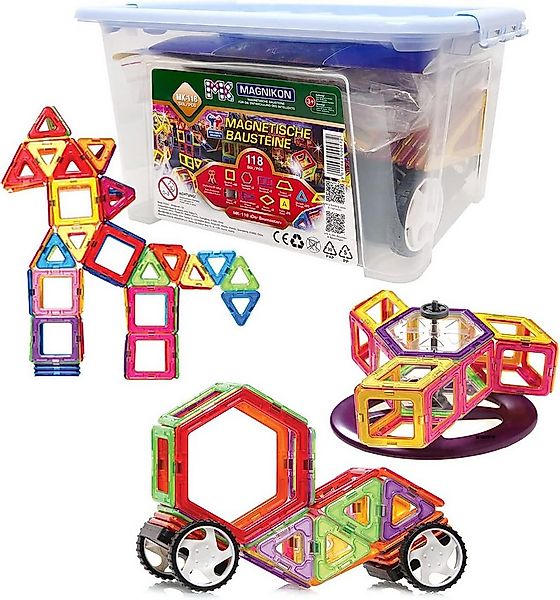 MAGNIKON Magnetspiel Bauklötze Der Baumeister Magnetische Bausteine 118-tei günstig online kaufen