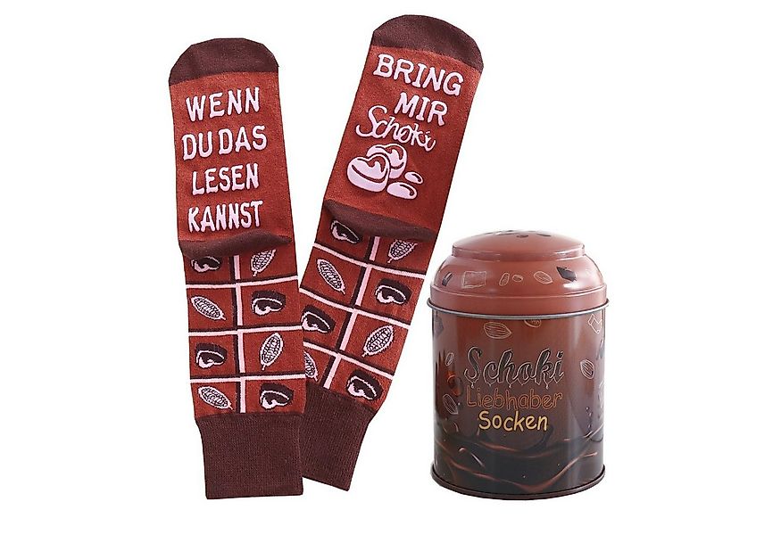 Lucadeau Freizeitsocken Kaffee Schoki Tee Socken in Dose mit Spruch, wenn d günstig online kaufen