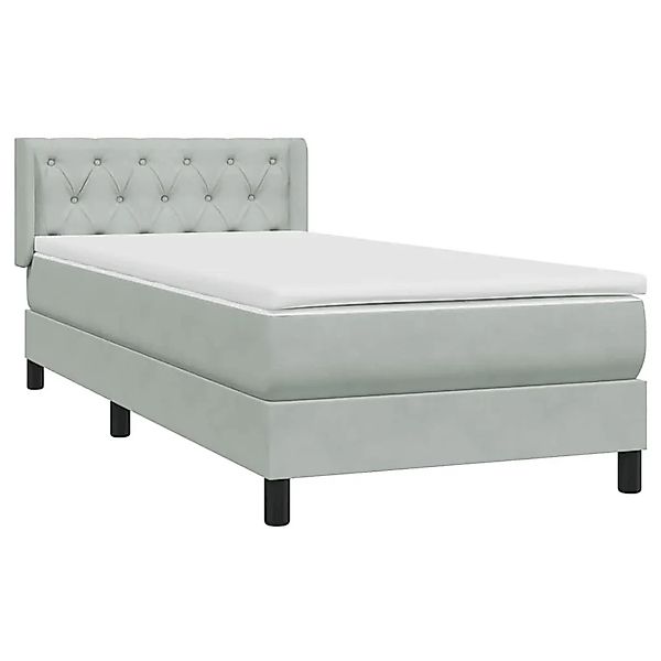 vidaXL Boxspringbett mit Matratze Hellgrau 80x220 cm Samt 3318387 günstig online kaufen