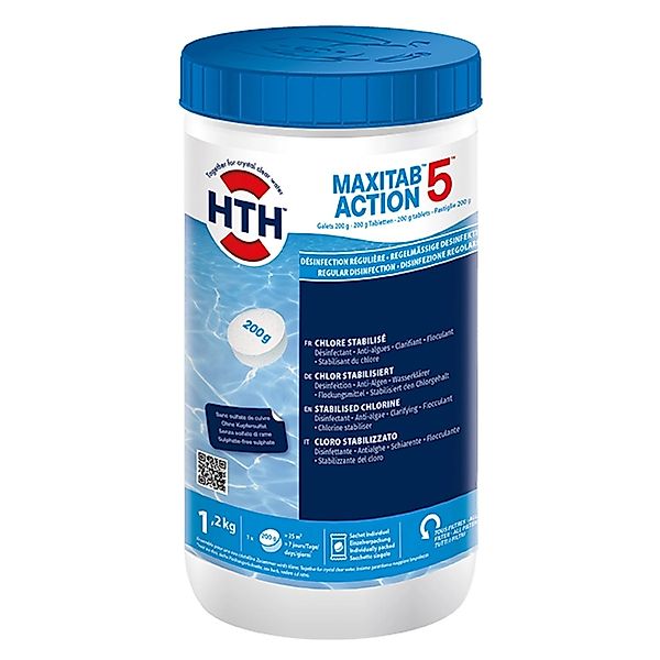 HTH 1,2 kg MaxiTab Action 5 Chlor Multifunktion 200g Tabletten Langsam Lösl günstig online kaufen