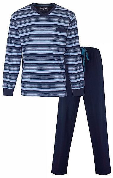 M.E.Q. Schlafanzug Herren Pyjama lang mit Bündchen (2 tlg) Baumwolle günstig online kaufen