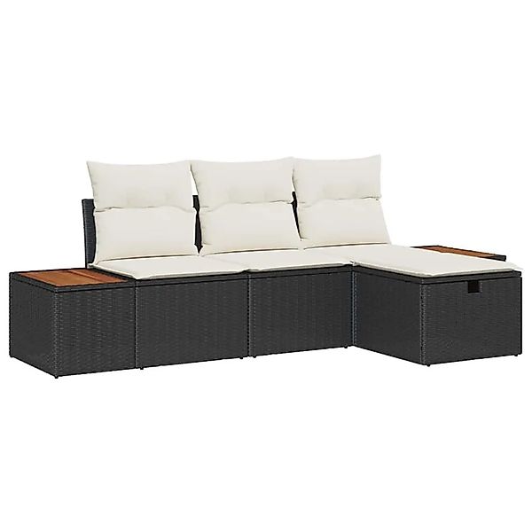 vidaXL Gartensofa-set mit Kissen 4-Tlg Schwarz Poly-Rattan 3360946 günstig online kaufen