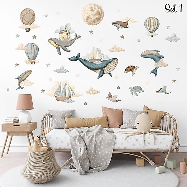 Olli&Elli.design Wandsticker Vintage Wale, Schiffe, Ozean günstig online kaufen