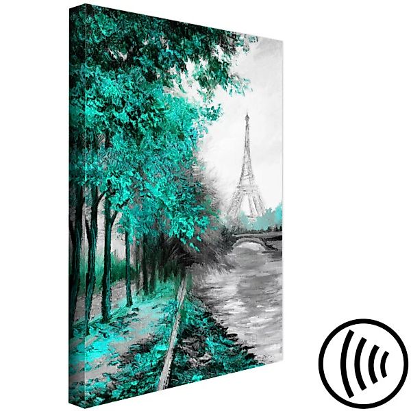 Bild auf Leinwand Landschaft mit Flusskanal und Eiffelturm - Landschaft von günstig online kaufen