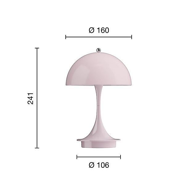 Louis Poulsen Panthella Portable 160 V3, opal hellrosa günstig online kaufen