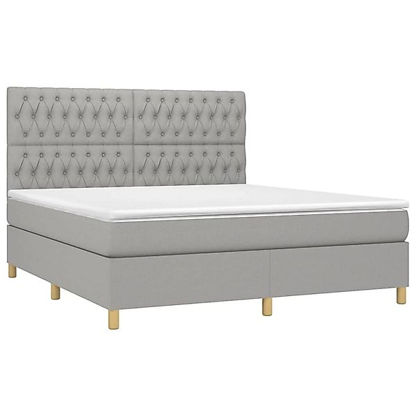 vidaXL Boxspringbett mit Matratze & LED Hellgrau 180x200 cm Stoff 3135693 günstig online kaufen