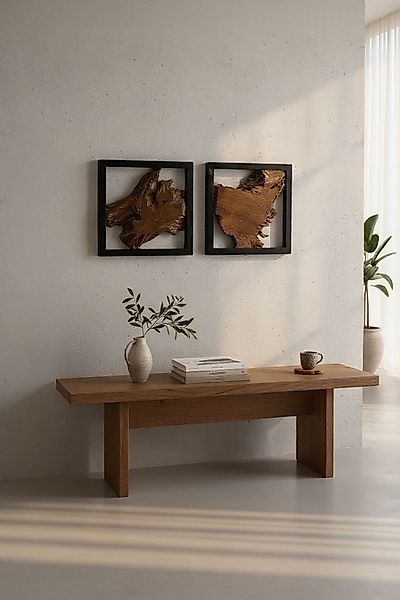 FaHome Wanddekoobjekt Wanddekoration aus Teakholz mit schwarzem Rahmen günstig online kaufen
