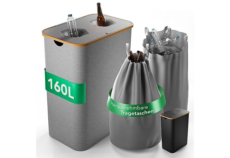 NewHabitat Flaschenkorb Pfandflaschen Sammelbehälter inkl. 2x Tragetaschen günstig online kaufen
