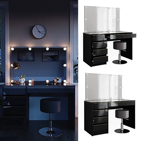 Vicco Schminktisch Sherry, Schwarz, 120 cm günstig online kaufen