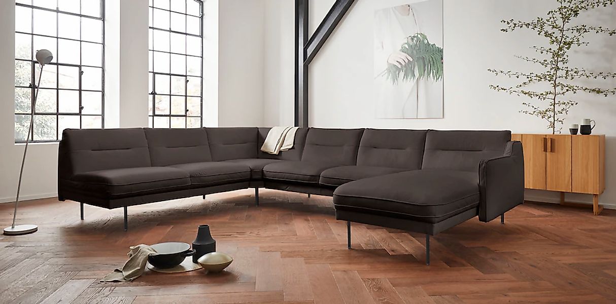 Home affaire Wohnlandschaft "Nordfyn U-Form" edles Design in 3 Bezugsqualit günstig online kaufen