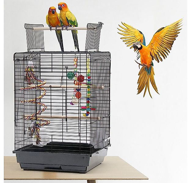 JEOBEST Vogelkäfig Vogelbauer Vogelvoliere Vogelhaus mit 3 Sitzstangen, Käf günstig online kaufen