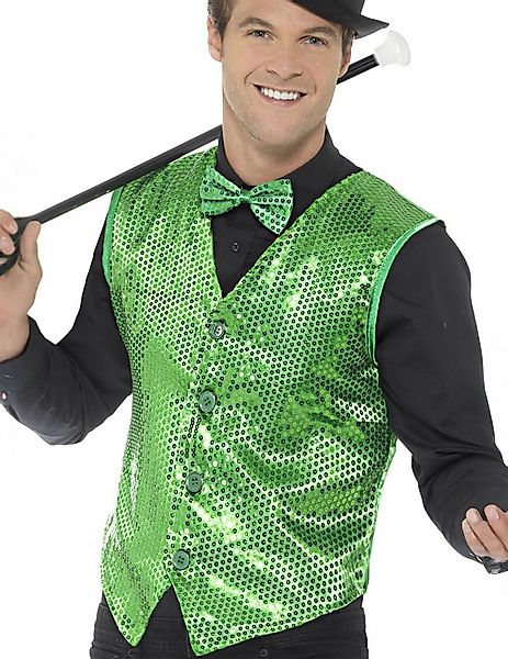 Smiffys Kostüm Glitzernde Paillettenweste für Herren Discojacke grün günstig online kaufen