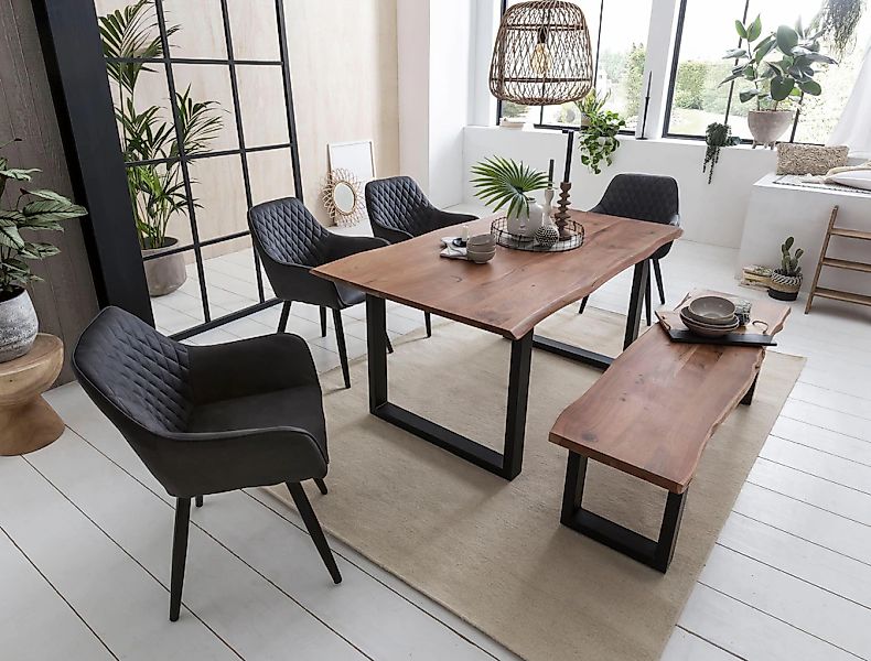 Home affaire Esstisch »Soho«, mit vollmassiver Akazienholzplatte mit Baumka günstig online kaufen