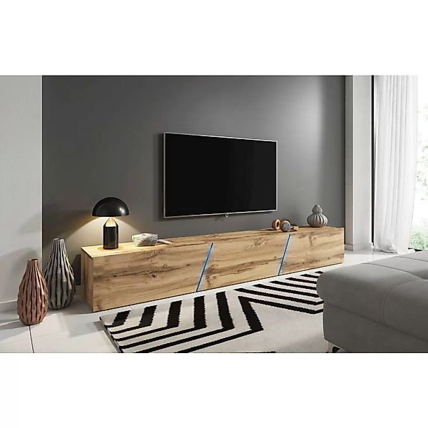 TV-Board Slant Eiche Wotan Nachbildung B/H/T: ca. 240x50x40 cm günstig online kaufen
