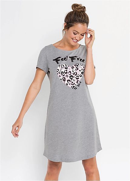 bonprix Nachthemd aus Baumwolle und Viskose, mit kurzem Arm, gerader Schnit günstig online kaufen