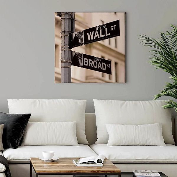 Bricoflor Wallstreet Bild Auf Leinwand Straßenschild Bild Mit New York Moti günstig online kaufen