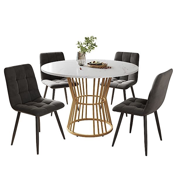 Flieks Essgruppe, (Sitzgruppe Set, 5-tlg., 1 Tisch mit 4 Stühlen), runder E günstig online kaufen