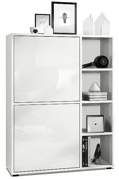 Vladon Highboard Cuba (Anrichte, mit 2 Türen und 4 offene Fächer), Weiß mat günstig online kaufen