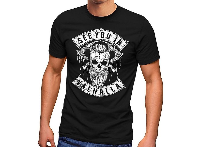 Neverless Print-Shirt Herren T-Shirt See You in Valhalla Wikinger Totenkopf günstig online kaufen