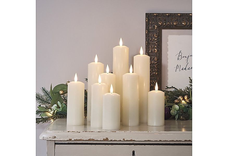 Lights4fun LED-Kerze 9er Set TruGlow® LED Kerzen Echtwachs mit Fernbedienun günstig online kaufen