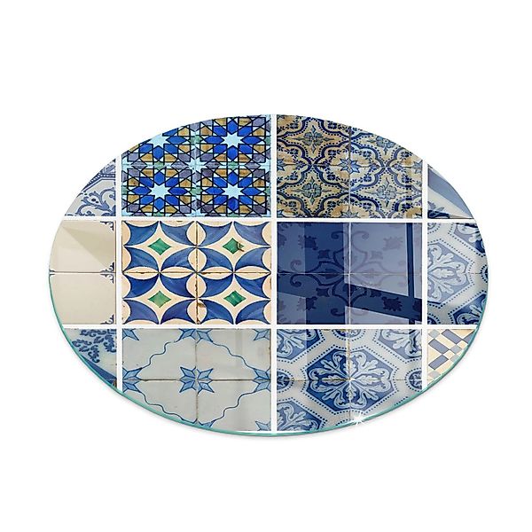 Tulup Glasplatte für Kamin Keramikfliesenmuster Glas unter Kamin Runden 60x günstig online kaufen