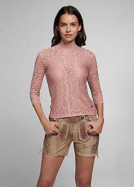 Spieth & Wensky Trachtenshirt Blusenshirt - AMBERG - altrosa, dunkelgrün günstig online kaufen