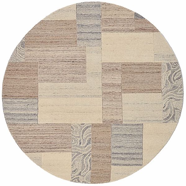 THEKO Wollteppich »Lola, Wolle, handgearbeitet, Patchwork Design« rund 12 m günstig online kaufen