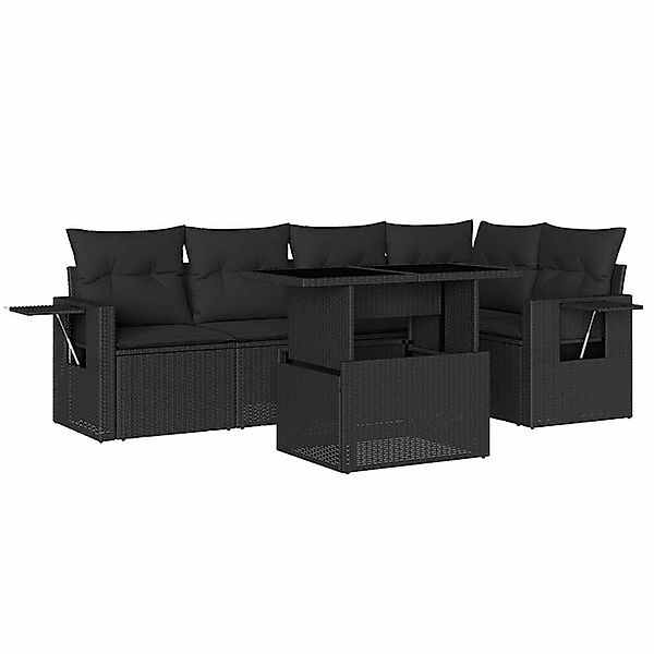 vidaXL 6-Tlg Garten-Sofagarnitur mit Kissen Schwarz Poly Rattan 3267885 günstig online kaufen