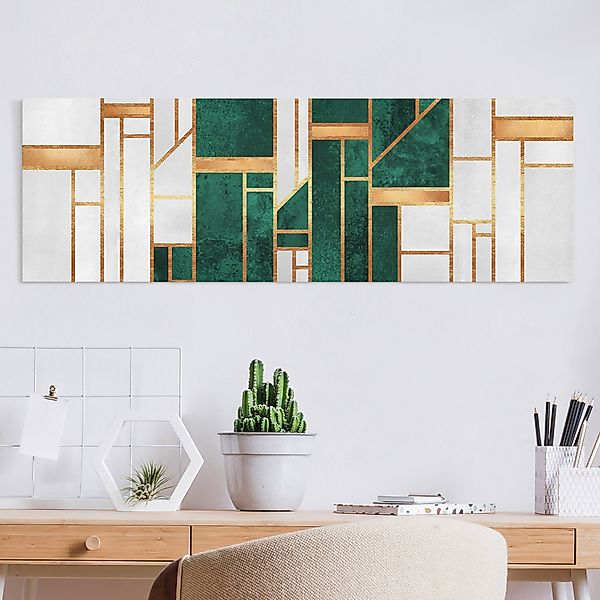 Leinwandbild Emerald und Gold Geometrie günstig online kaufen