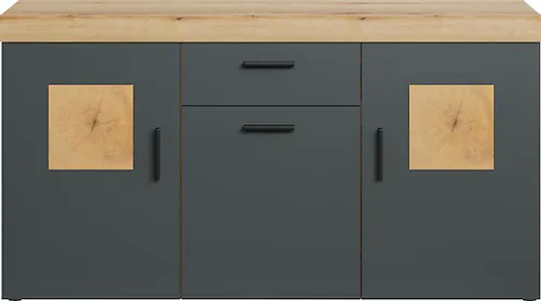 Home affaire Sideboard »Ghent«, (Packung, 1 St.), Kommode mit Hirnholzappli günstig online kaufen