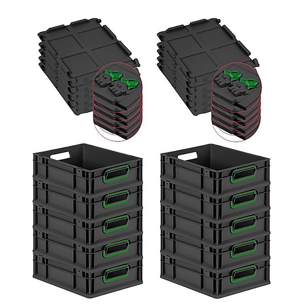 PROREGAL SuperSparSet 10x Eurobox Nextgen Color Mit Scharnierdeckel HxBxT 1 günstig online kaufen