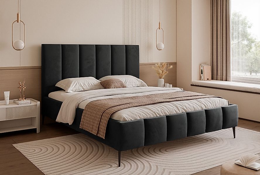 Goldstoff Polsterbett Elegantes Bett mit hohem günstig online kaufen