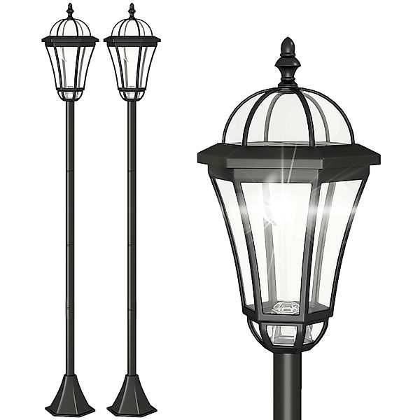 Outsunny 2-St Solar Straßenlaterne LED, IP44, ABS, Ø18,5 x H129 cm, Energie günstig online kaufen