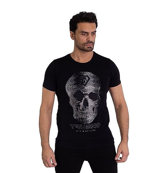 TRUENO T-Shirt Slim Fit Herren-T-Shirt mit Strass-Totenkopf Schwarz XL günstig online kaufen