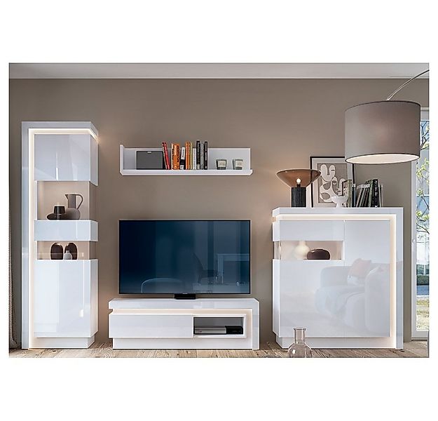 Lomadox Wohnzimmer-Set LYNDHURST-129, (Mega-Spar-Set, 4-St., 4-tlg), weiß H günstig online kaufen