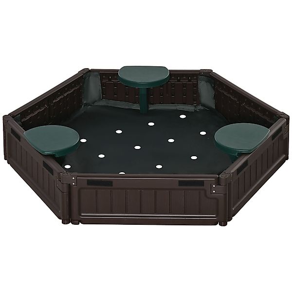 Outsunny Sandkasten Sandbox mit 3 Sitzplatten, günstig online kaufen