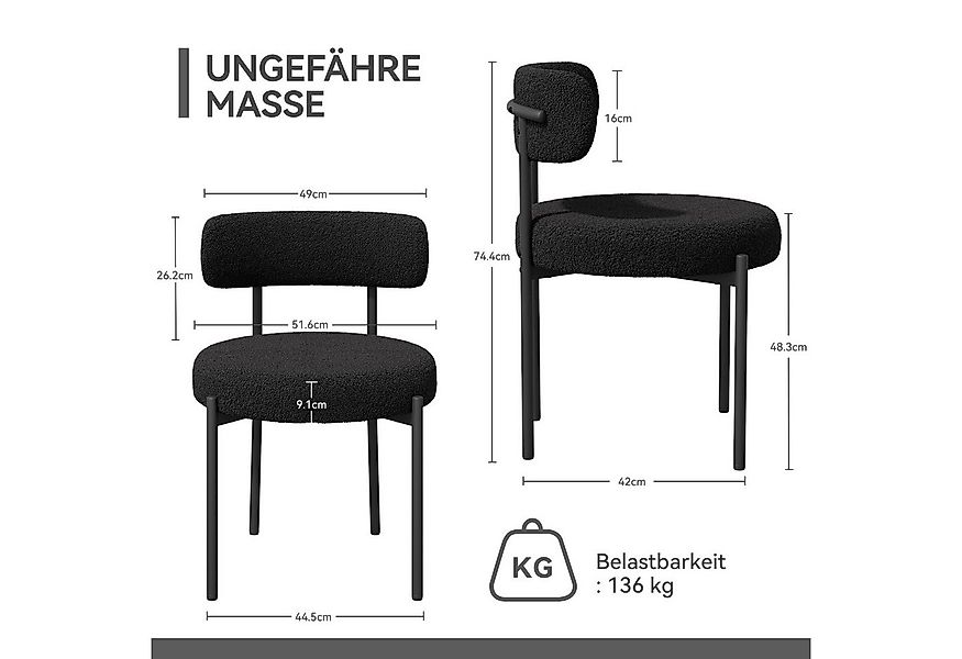 HawthyHome Esszimmerstuhl Teddy Stoff Runde Boucle Stühle Polsterstuhl mit günstig online kaufen