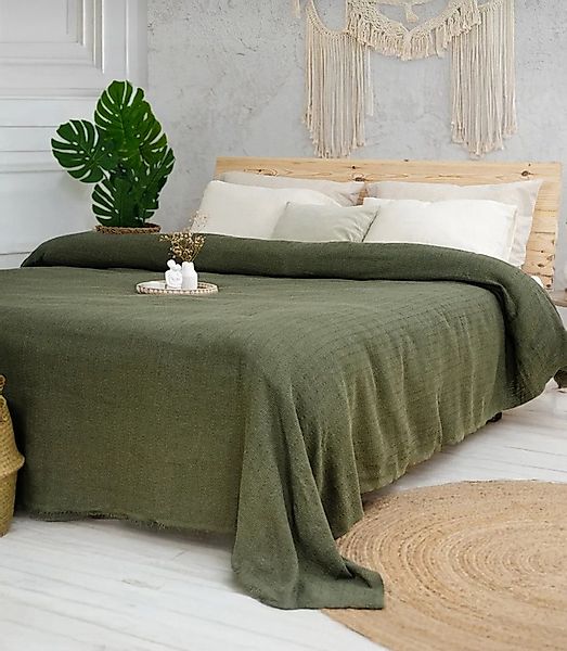 Wohndecke Mea Classic 220x240cm Olivgrün, Sandiik günstig online kaufen