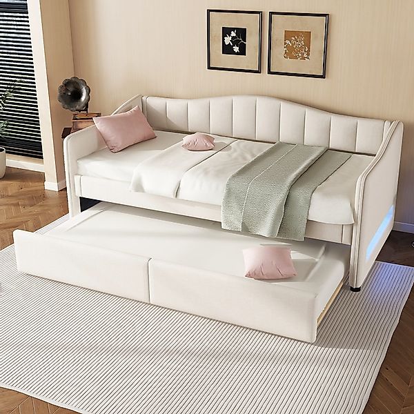 Flieks Daybett, LED Schlafsofa Polsterbett 90x200cm günstig online kaufen