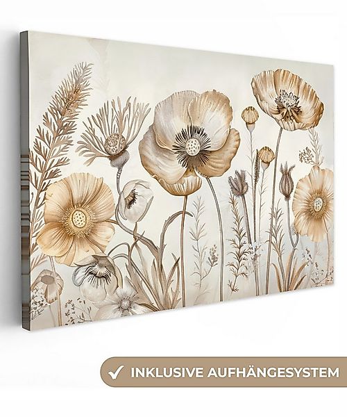 OneMillionCanvasses® Leinwandbild Blumen - Beige - Natur - Illustration, Fo günstig online kaufen