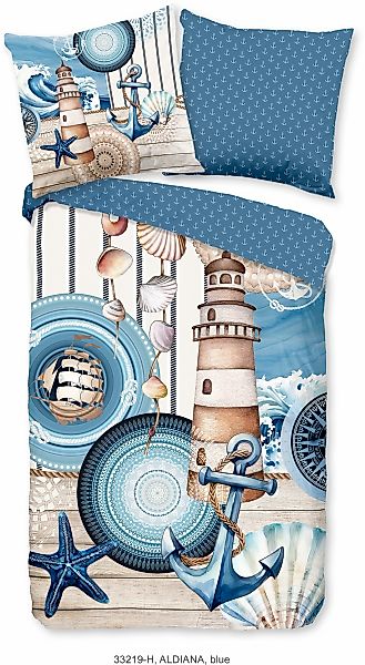 Wendebettwäsche "Aldiana" 2 Stk. tlg. Mako-Satin, Reißverschluss, Wendeopti günstig online kaufen