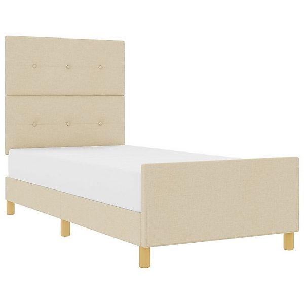 vidaXL Bett Bettgestell Creme 100x200 cm Stoff (1-tlg) günstig online kaufen