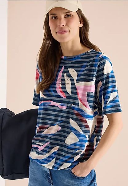 CECIL Kurzarm Shirt mit Ausbrennerstreifen günstig online kaufen