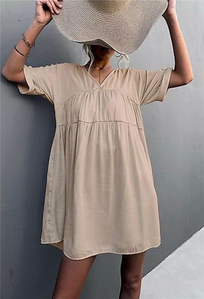 SEGUEN Sommerkleid Einfarbiger, lässiger Freizeitrock mit V-Ausschnitt Lock günstig online kaufen