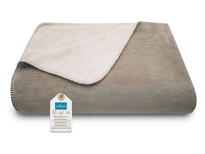 Wohndecke, ZOLLNER, 150 x 200 cm, 60% Baumwolle, 40% Polyacryl, Wendeoptik günstig online kaufen