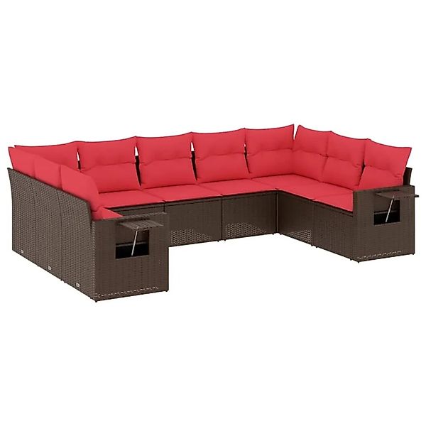 vidaXL 9-Tlg Gartensofa-Set mit Kissen Braun Polyrattan 3220603 günstig online kaufen