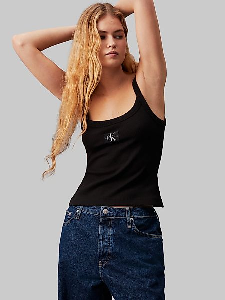 Calvin Klein Jeans Spaghettitop "WOVEN LABEL RIB TANK", mit Logopatch günstig online kaufen