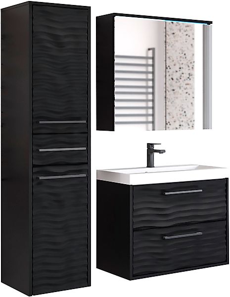 welltime Badmöbel-Set »Canada - Fronten mit Wellenstruktur« Komplett-Set, F günstig online kaufen