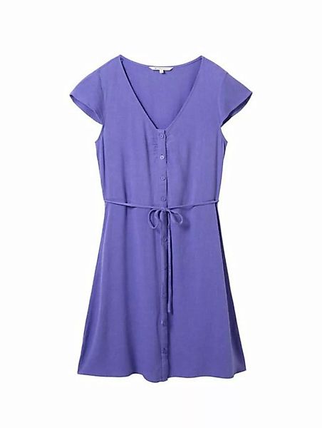 TOM TAILOR Denim Sommerkleid v-neck mini dress with buttons, vibrant purple günstig online kaufen