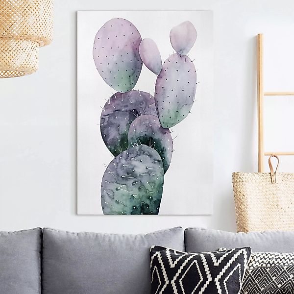 Leinwandbild Botanik - Hochformat Kaktus in Lila I günstig online kaufen